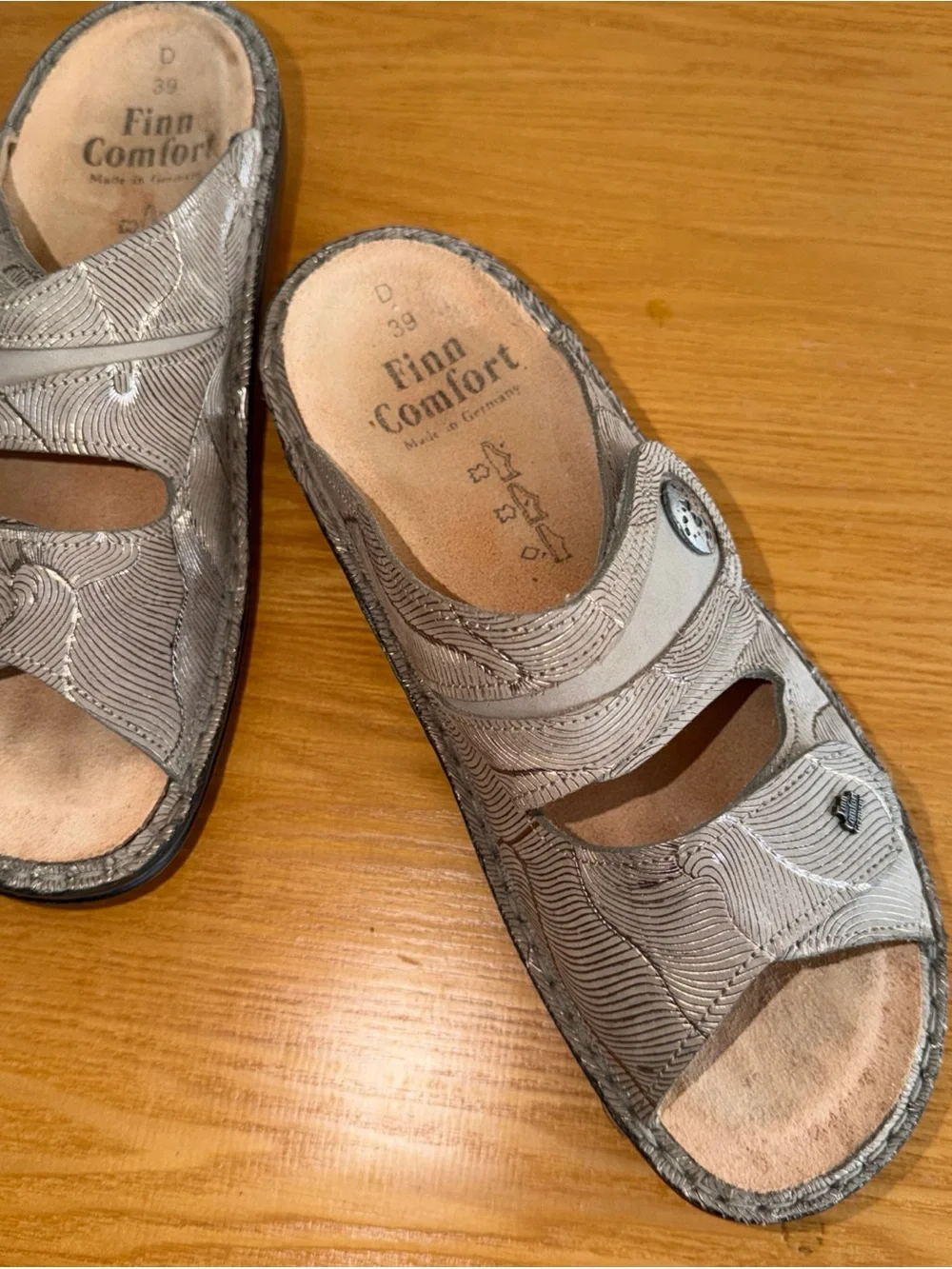 Finn Comfort Java Taupe Leather Comfort Sandals EU 39 US 8.5